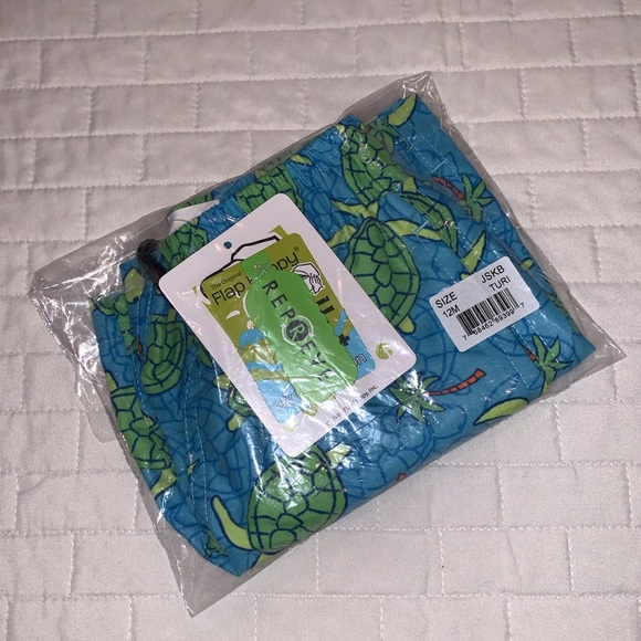 NWT Flap Happy Swim Trunks, Blue & Green Turtle Design, Boys Size 12M - Picture 10 of 10